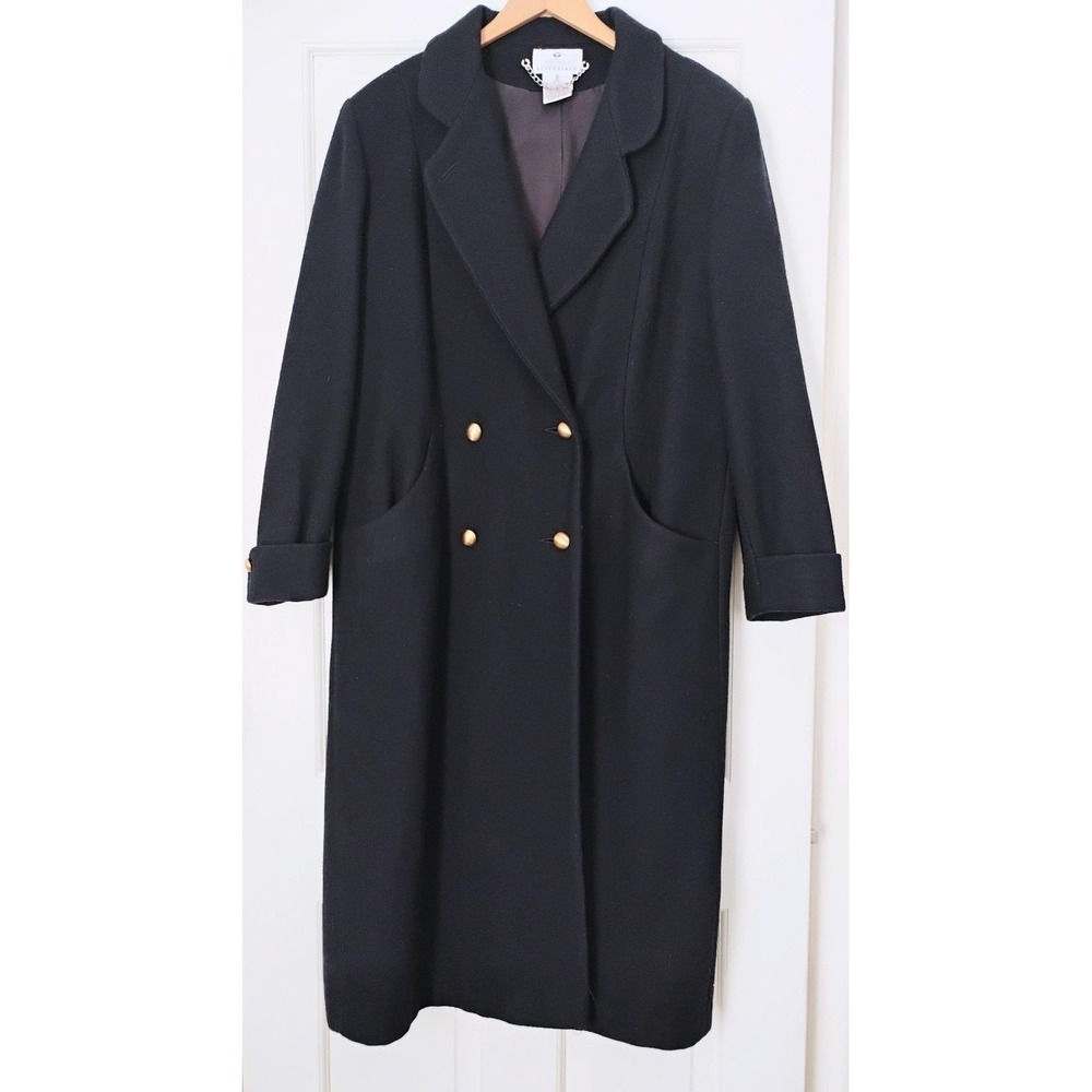 Vintage Worthington Essentials Womens Wool Blend Trench Coat Navy Blue Size 12
